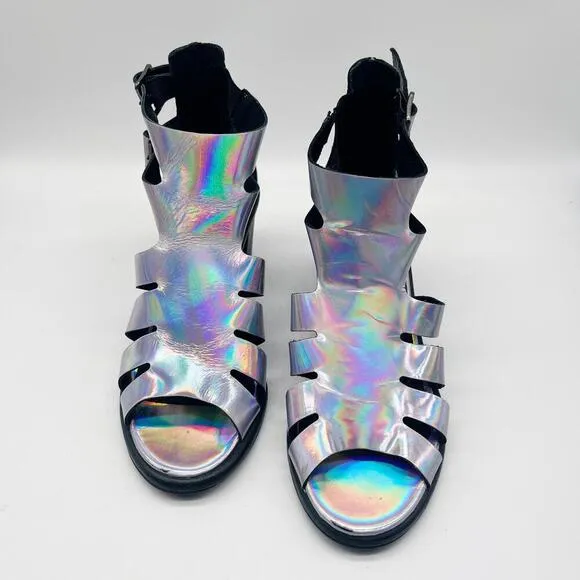 MIISTA Womens Metallic Jelly Shona Heels Adjustable Straps Size 37