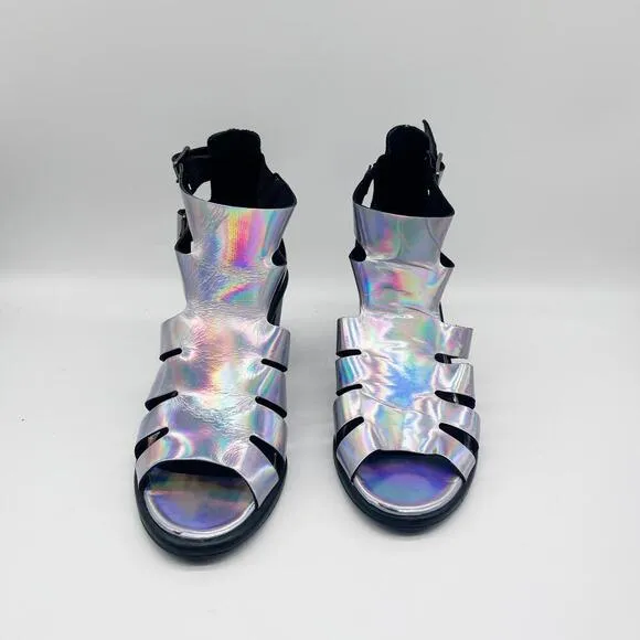 MIISTA Womens Metallic Jelly Shona Heels Adjustable Straps Size 37