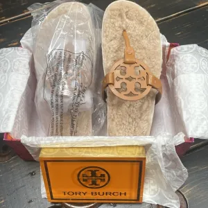Miller Cloud Shearling Napa Leather/Shearling Sandals - Size 7.5