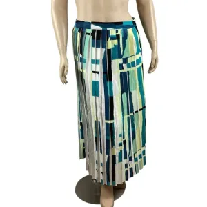 Ming Wang Multicolor Abstract Pleated Midi Skirt Size L