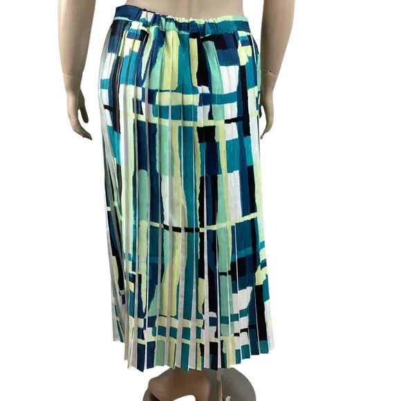 Ming Wang Multicolor Abstract Pleated Midi Skirt Size L