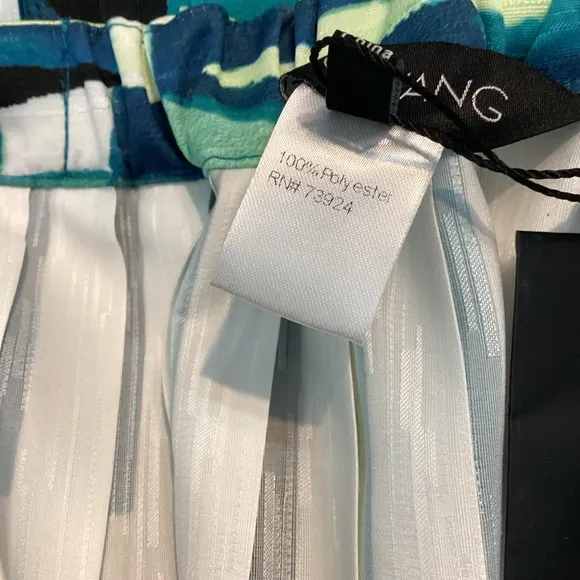 Ming Wang Multicolor Abstract Pleated Midi Skirt Size L