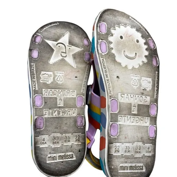 Mini Melissa Fabula Girls Ping Pong Sandals Size 4