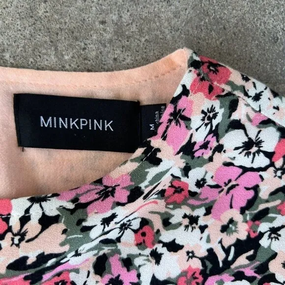 MinkPink Make Your Move Floral Ruffle Mini Dress Size Medium