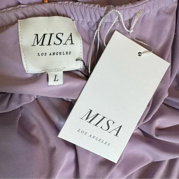 Misa Eleven Knit Jersey Strapless Cut Out Midi Dress Lavender Size L NWT