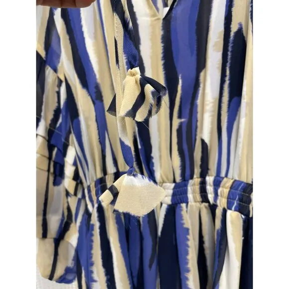 MISA LOS ANGELES Karlina Striped Mini Dress Blue Tan White Size Medium
