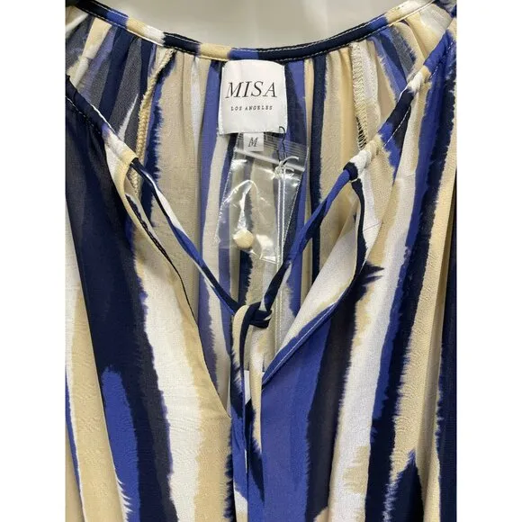 MISA LOS ANGELES Karlina Striped Mini Dress Blue Tan White Size Medium