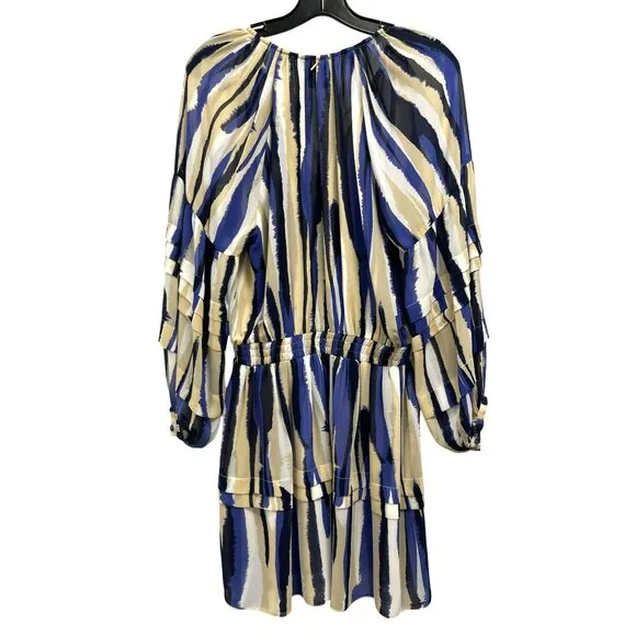 MISA LOS ANGELES Karlina Striped Mini Dress Blue Tan White Size Medium