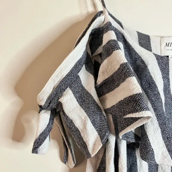 MISA Los Angeles Striped Off-Shoulder Ruffle Mini Dress Size L