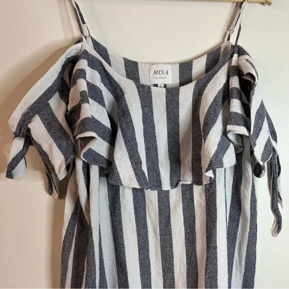 MISA Los Angeles Striped Off-Shoulder Ruffle Mini Dress Size L