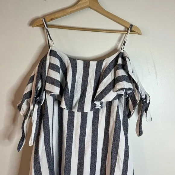 MISA Los Angeles Striped Off-Shoulder Ruffle Mini Dress Size L