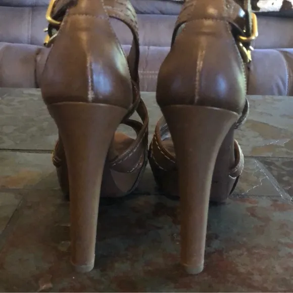 Miu Miu Brown High Heel Sandals with Intricate Cutouts