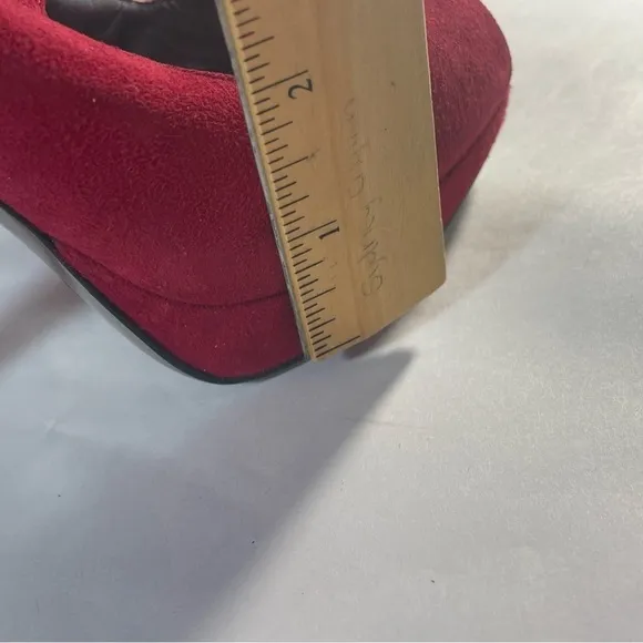 Miu Miu Red Suede Peep Toe Slingback Platform Sandals Size 38.5 Cone Heels