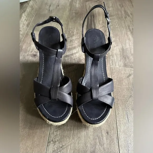 Miu Miu Wedge Espadrille Sandals Black 40