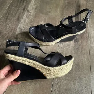 Miu Miu Wedge Espadrille Sandals Black 40