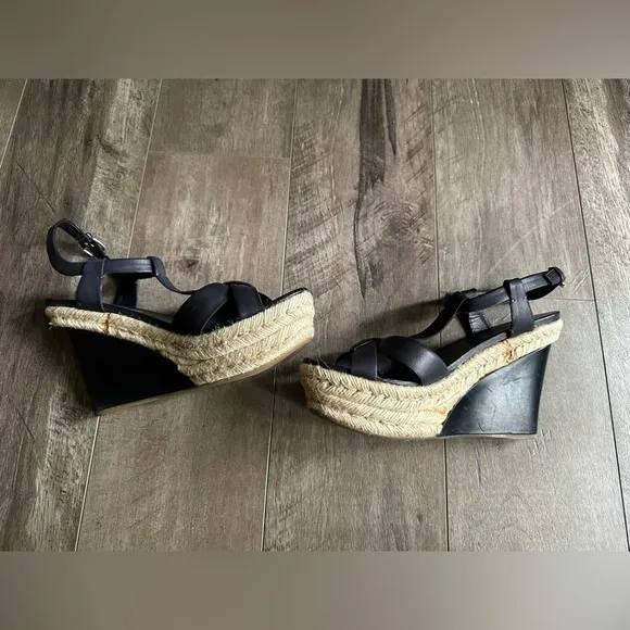 Miu Miu Wedge Espadrille Sandals Black 40