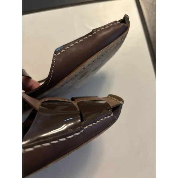 Miu Miu Women's Brown Patent Leather Sandals Size 39.5 9.5 Made In Italy