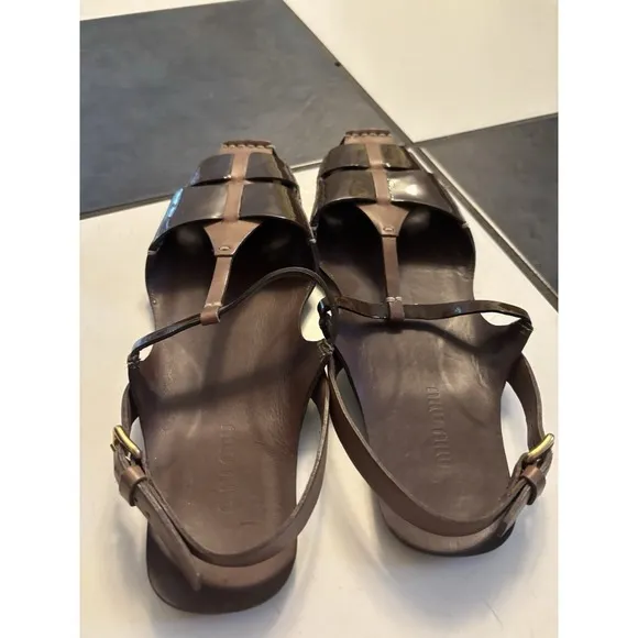Miu Miu Women's Brown Patent Leather Sandals Size 39.5 9.5 Made In Italy