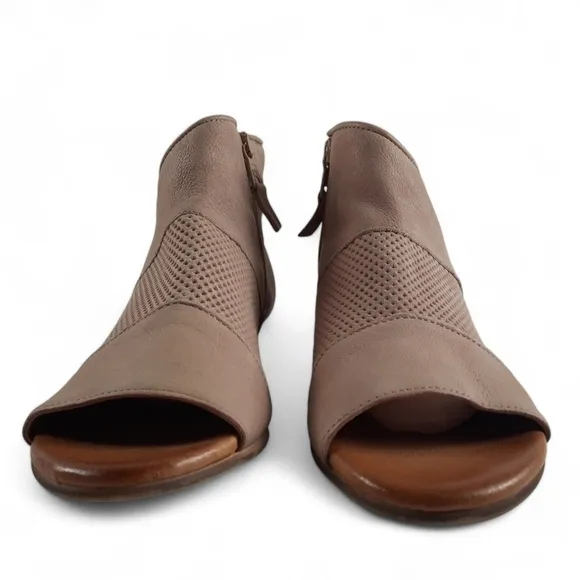 MIZ MOOZ Clermont Peep Toe Leather Heeled Booties Laser Cut Sandals Heels 7.5