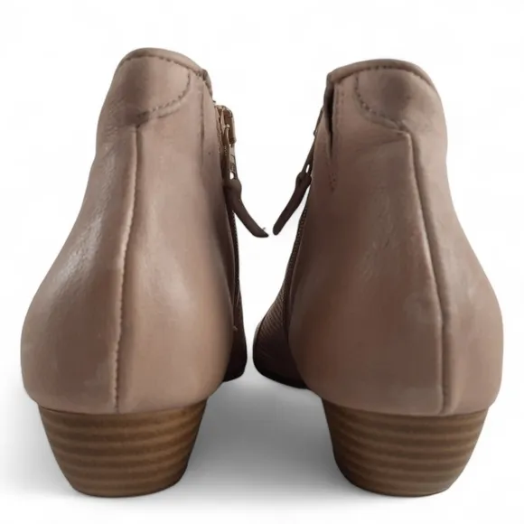 MIZ MOOZ Clermont Peep Toe Leather Heeled Booties Laser Cut Sandals Heels 7.5