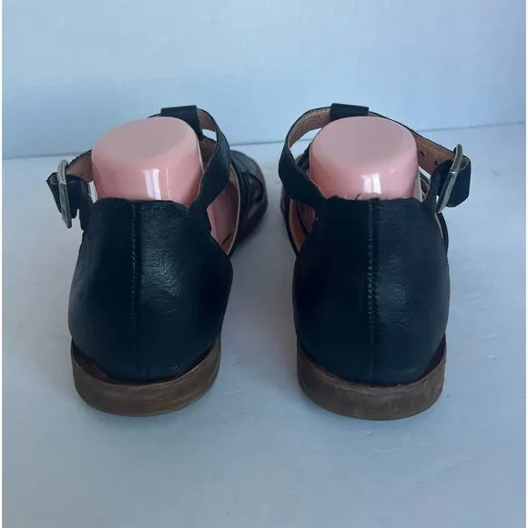 Miz Mooz Fascinate Black Leather Ankle Buckle Strap  Sandals Size US 10 EU 41