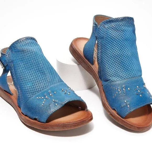 Miz Mooz Fifi Leather Wide Width Ankle Strap Sandals Size 37W