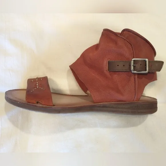 Miz Mooz Forge Leather Zip Sandals - WIDE 37 &amp; 40 - Rust - NWOB