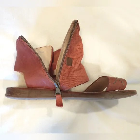 Miz Mooz Forge Leather Zip Sandals - WIDE 37 &amp; 40 - Rust - NWOB
