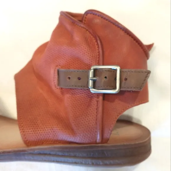 Miz Mooz Forge Leather Zip Sandals - WIDE 37 &amp; 40 - Rust - NWOB
