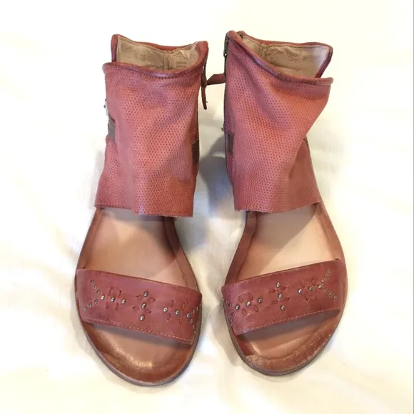 Miz Mooz Forge Leather Zip Sandals - WIDE 37 &amp; 40 - Rust - NWOB