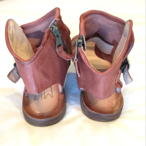 Miz Mooz Forge Leather Zip Sandals - WIDE 37 &amp; 40 - Rust - NWOB