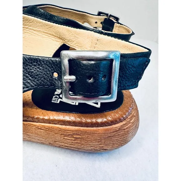 Miz Mooz IRMA Leather Sandals Platform Criss Cross Buckle Black Size US 9 EUR 40