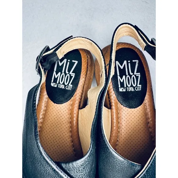 Miz Mooz IRMA Leather Sandals Platform Criss Cross Buckle Black Size US 9 EUR 40