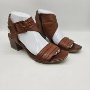 Miz Mooz Scoot Brandy Leather Heeled Sandals Brown Size 39 US 8.5-9 Excellent