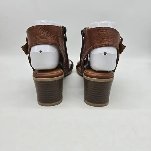 Miz Mooz Scoot Brandy Leather Heeled Sandals Brown Size 39 US 8.5-9 Excellent
