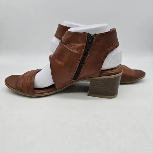 Miz Mooz Scoot Brandy Leather Heeled Sandals Brown Size 39 US 8.5-9 Excellent