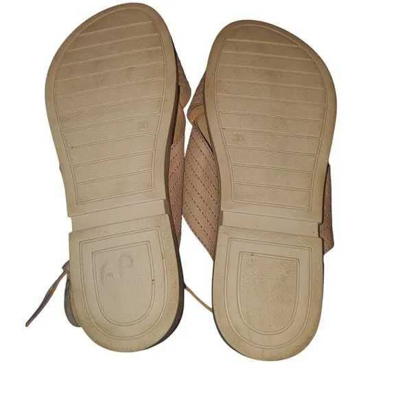 Miz Mooz Size 8.5 EU 38 Kind Pearl Blush Pink Leather Cross-Strap Sandals