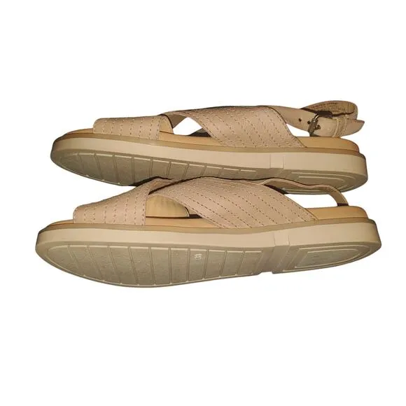 Miz Mooz Size 8.5 EU 38 Kind Pearl Blush Pink Leather Cross-Strap Sandals