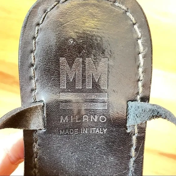 MM Calzature designer black leather thong strap sandals 5