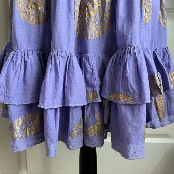 Moda International Strapless Smock Waist Ruffle Tier Hem Mini Dress Purple Sz XS