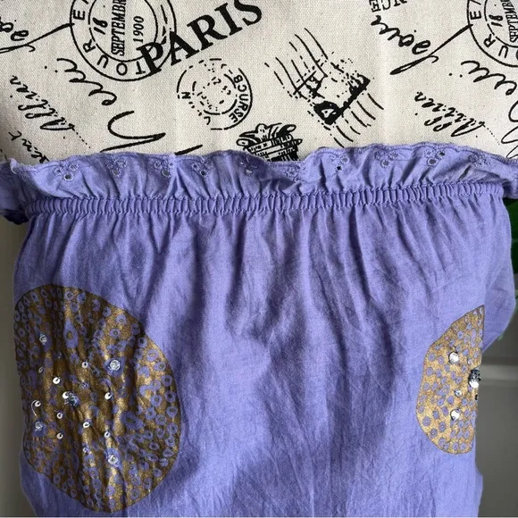 Moda International Strapless Smock Waist Ruffle Tier Hem Mini Dress Purple Sz XS
