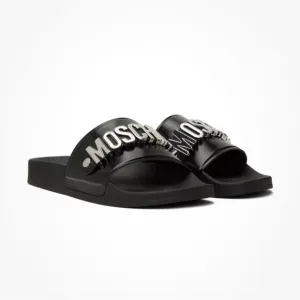 Moschino Black Double-Strap Slide Sandals