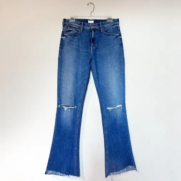 MOTHER Denim the Runaway Step Fray Jeans in Spice It Up Bootcut Flare Hem 28