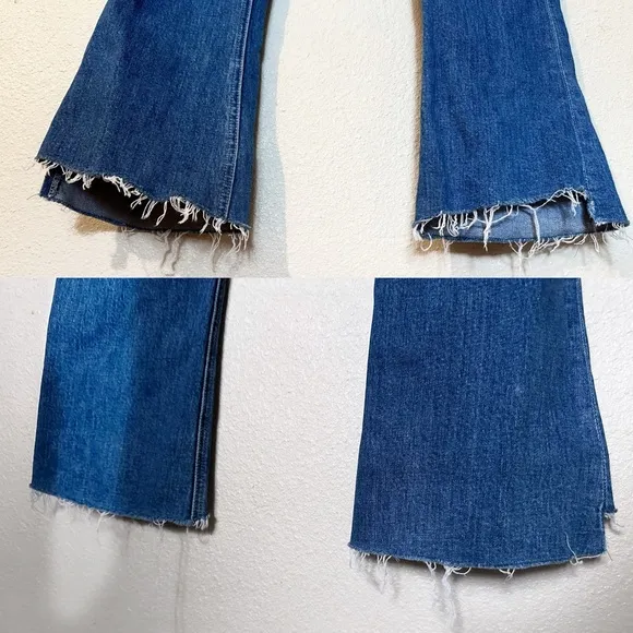 MOTHER Denim the Runaway Step Fray Jeans in Spice It Up Bootcut Flare Hem 28