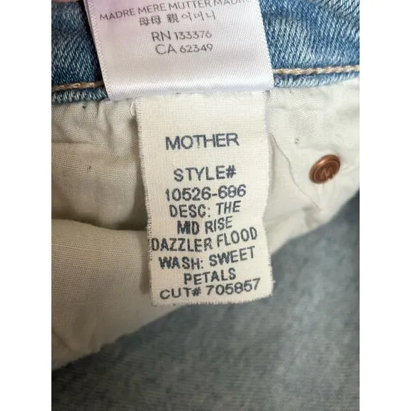 MOTHER The Mid Rise Dazzler Flood Jeans Sweet Petals 26