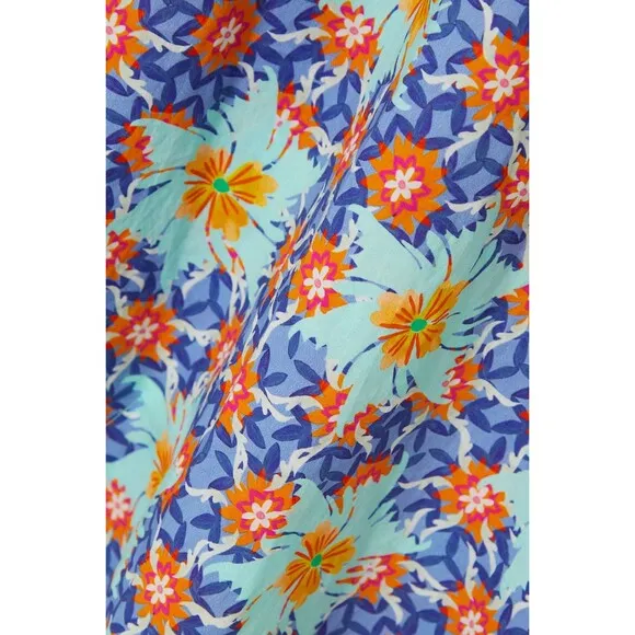 MSRP $565 SALONI Tabitha floral cotton-poplin mini dress 100% cotton size US 2