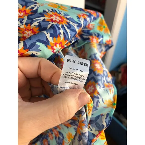 MSRP $565 SALONI Tabitha floral cotton-poplin mini dress 100% cotton size US 2