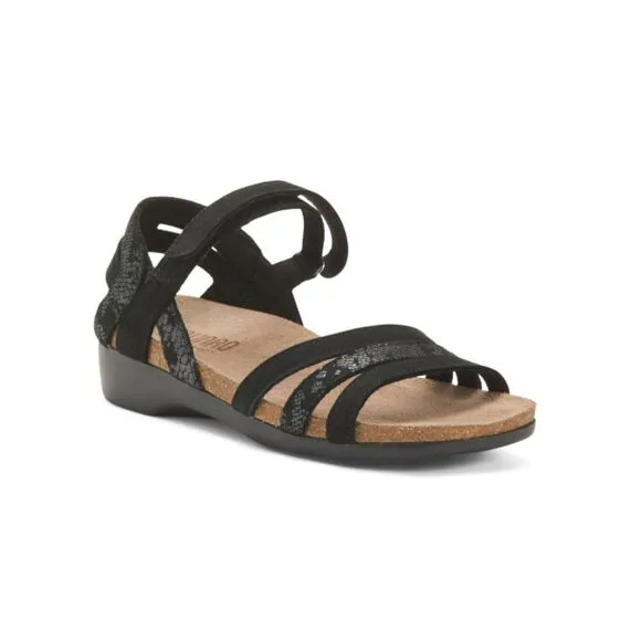MUNRO BLACK COMBO Suede Summer Comfort Sandals