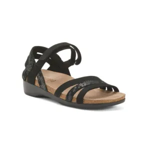 MUNRO BLACK COMBO Suede Summer Comfort Sandals