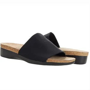 MUNRO Casita Slide Sandals Platform Wedge Black Stretch Fabric Size 9M NWOB
